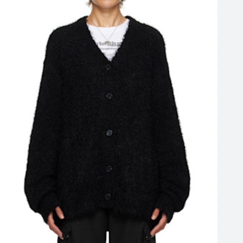 Lesugiatelier Black Cloud Cardigan Fuzzy Hairy Knit - One Size - Korean Designer